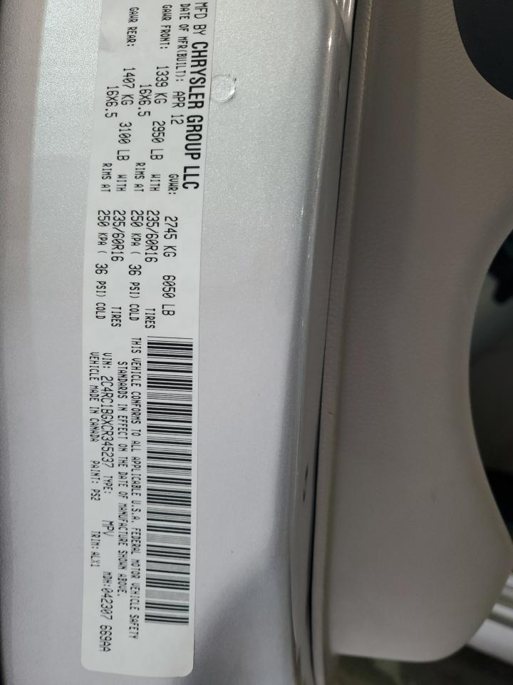 2C4RC1BGXCR345237 2012 Chrysler Town & Country Touring