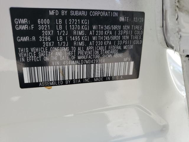2021 Subaru Ascent Limited VIN: 4S4WMALD7M3429364 Lot: 59570084