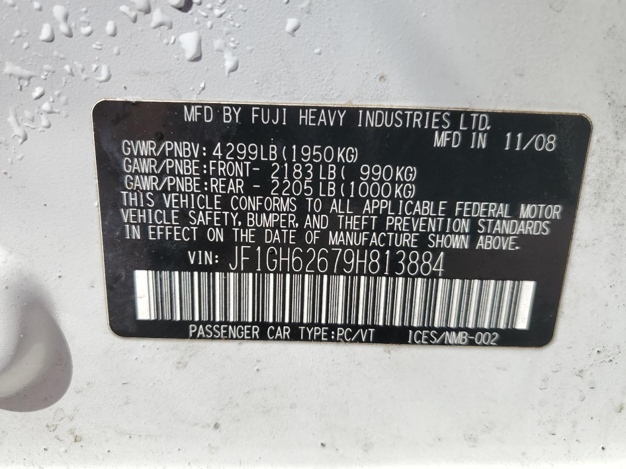 JF1GH62679H813884 2009 Subaru Impreza 2.5I