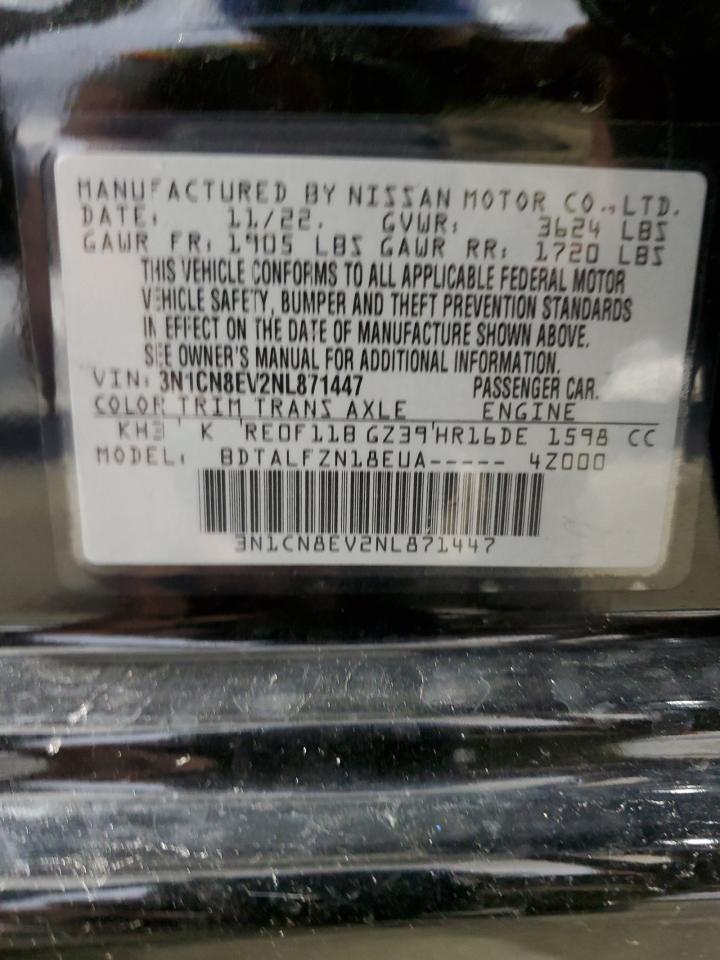 3N1CN8EV2NL871447 2022 Nissan Versa Sv