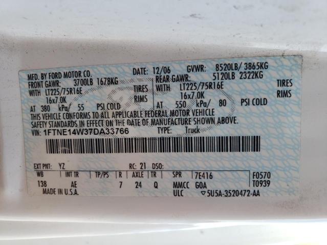 2007 Ford Econoline E150 Van VIN: 1FTNE14W37DA33766 Lot: 57146684