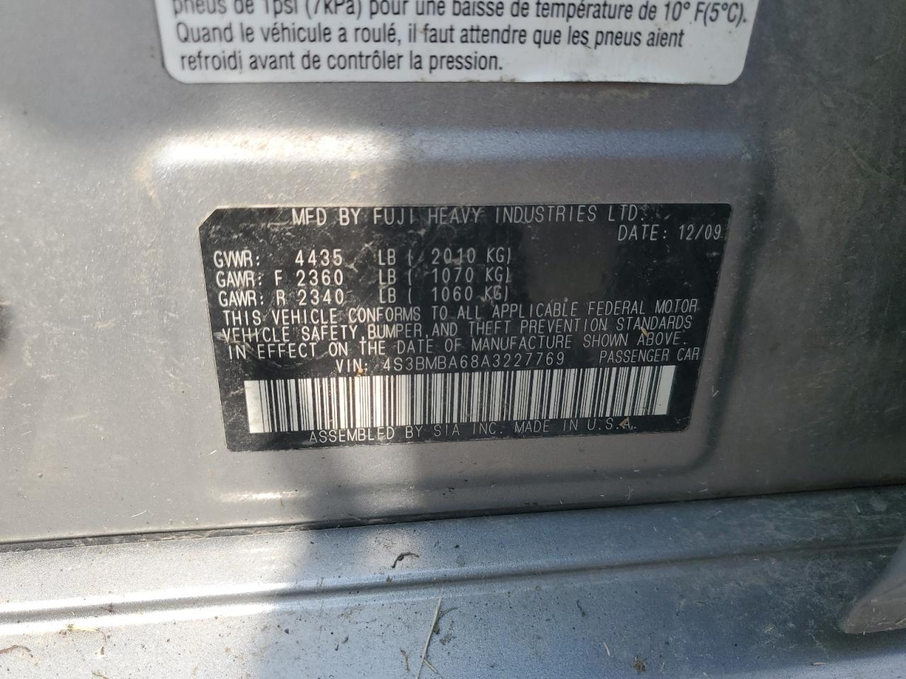 4S3BMBA68A3227769 2010 Subaru Legacy 2.5I