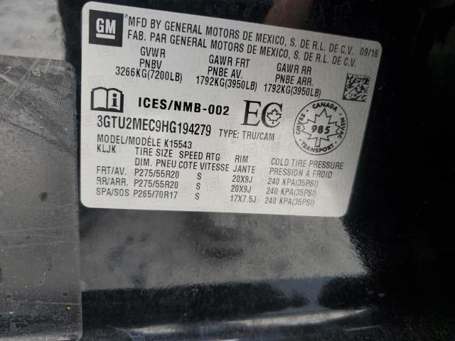 2017 GMC Sierra K1500 Sle VIN: 3GTU2MEC9HG194279 Lot: 60420944