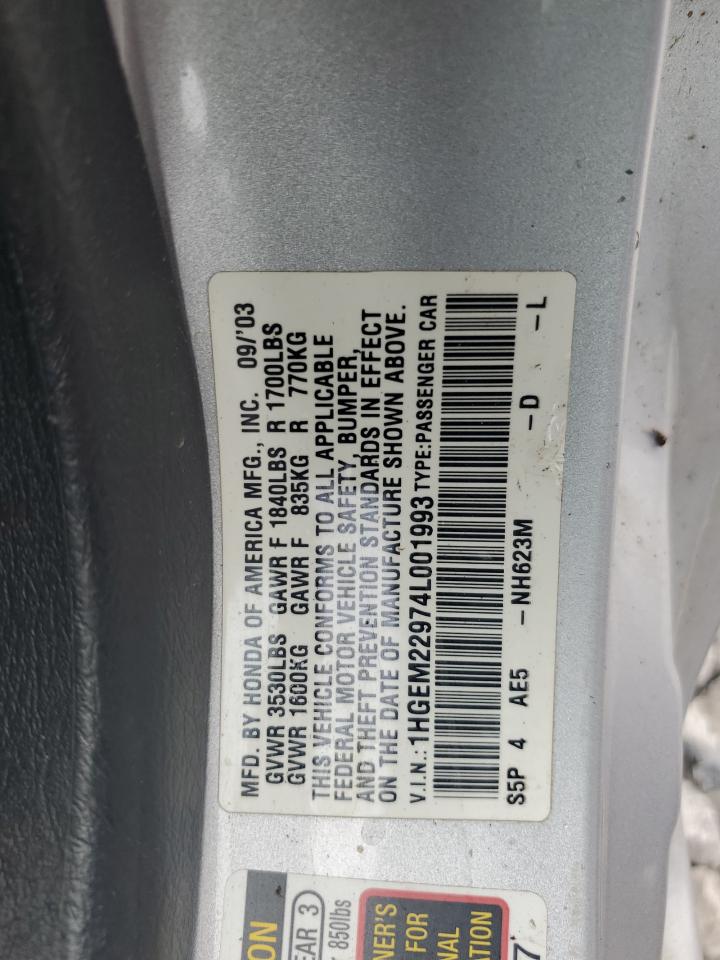 1HGEM22974L001993 2004 Honda Civic Ex