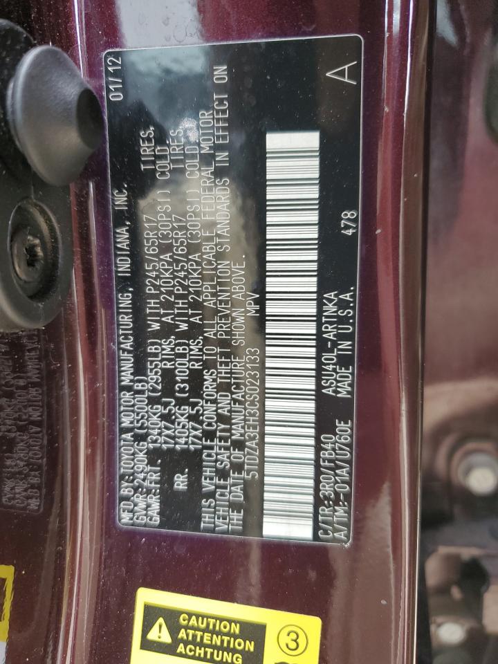 5TDZA3EH3CS023133 2012 Toyota Highlander Base