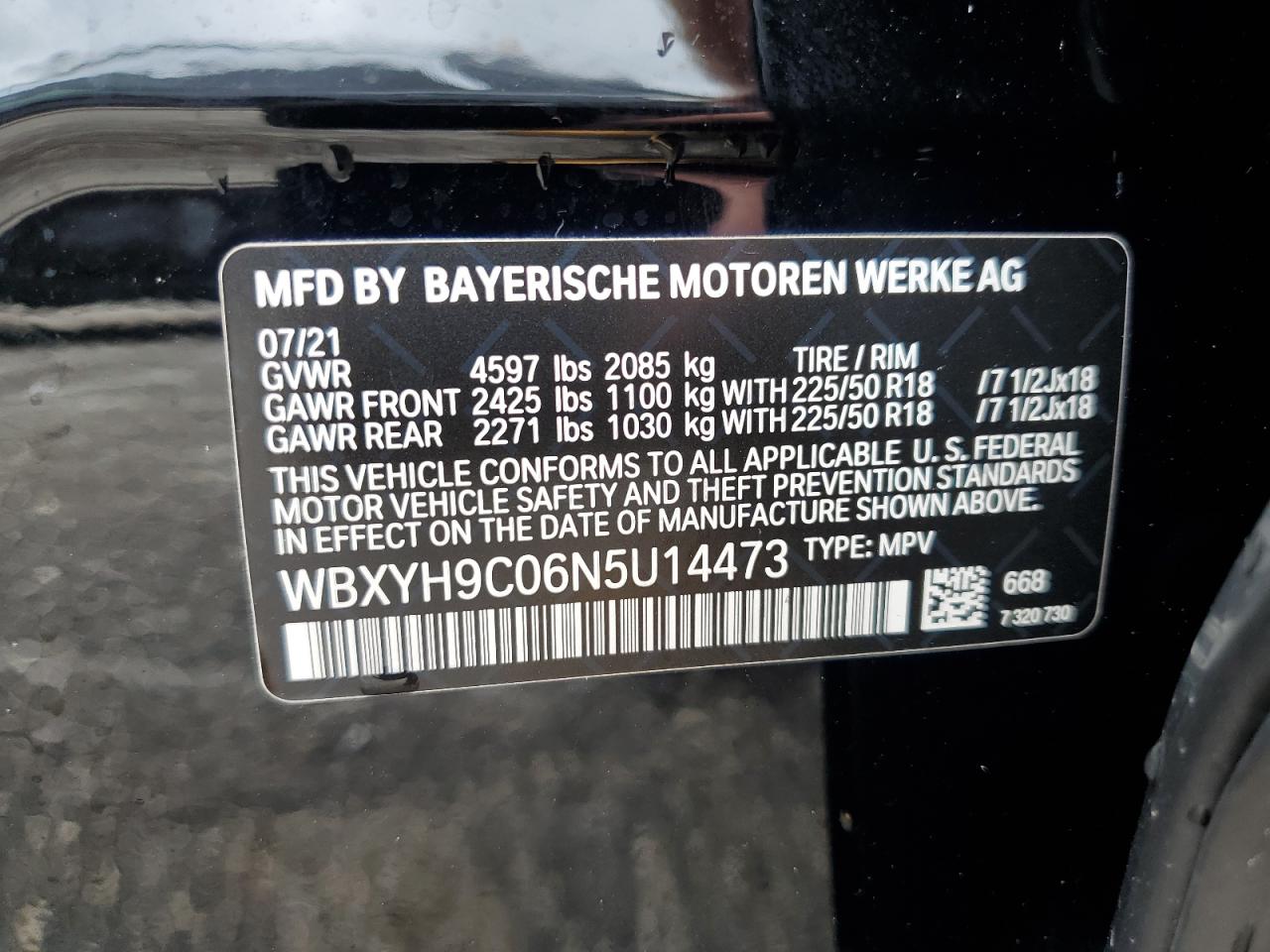 WBXYH9C06N5U14473 2022 BMW X2 Sdrive28I