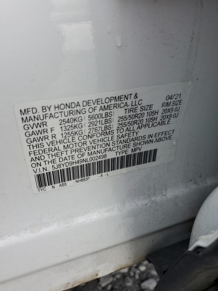 5J8YD9H49NL002498 2022 Acura Mdx Technology