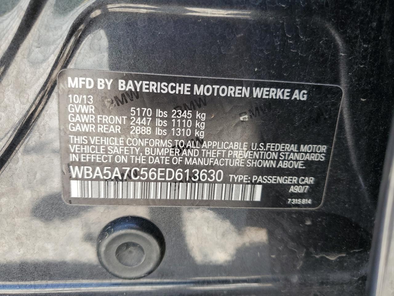 WBA5A7C56ED613630 2014 BMW 528 Xi