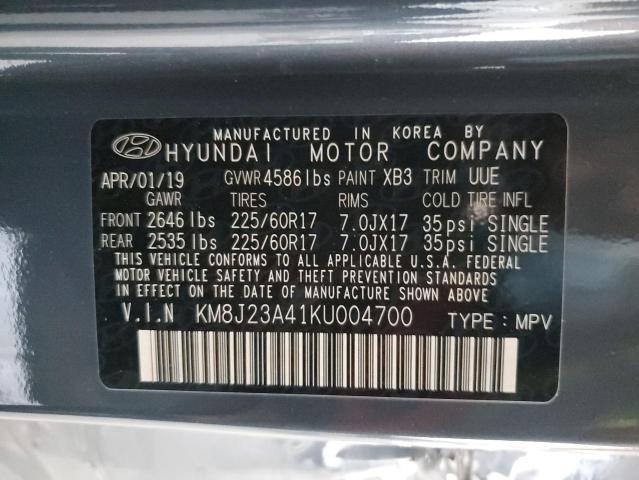 2019 Hyundai Tucson Se VIN: KM8J23A41KU004700 Lot: 59788484