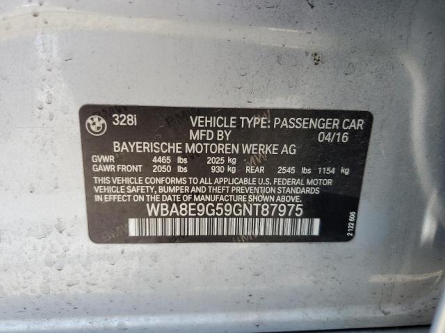 2016 BMW 328 I Sulev VIN: WBA8E9G59GNT87975 Lot: 57978624