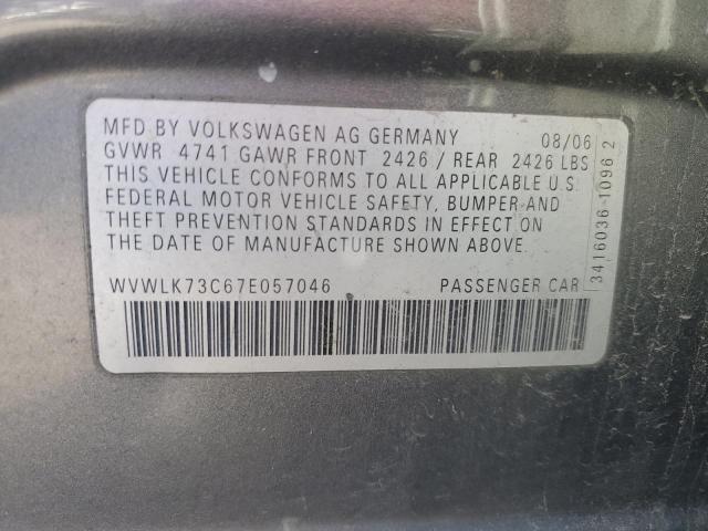 2007 Volkswagen Passat 2.0T Wagon Value VIN: WVWLK73C67E057046 Lot: 58937304