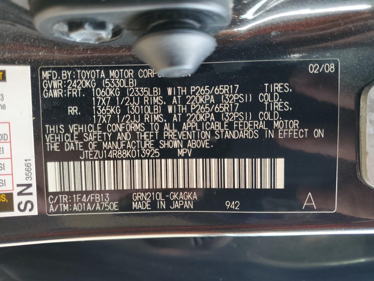 JTEZU14R88K013925 2008 Toyota 4Runner Sr5