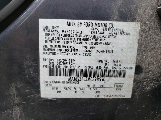 2021 Ford Ecosport S VIN: MAJ6S3FL3MC398550 Lot: 59490864