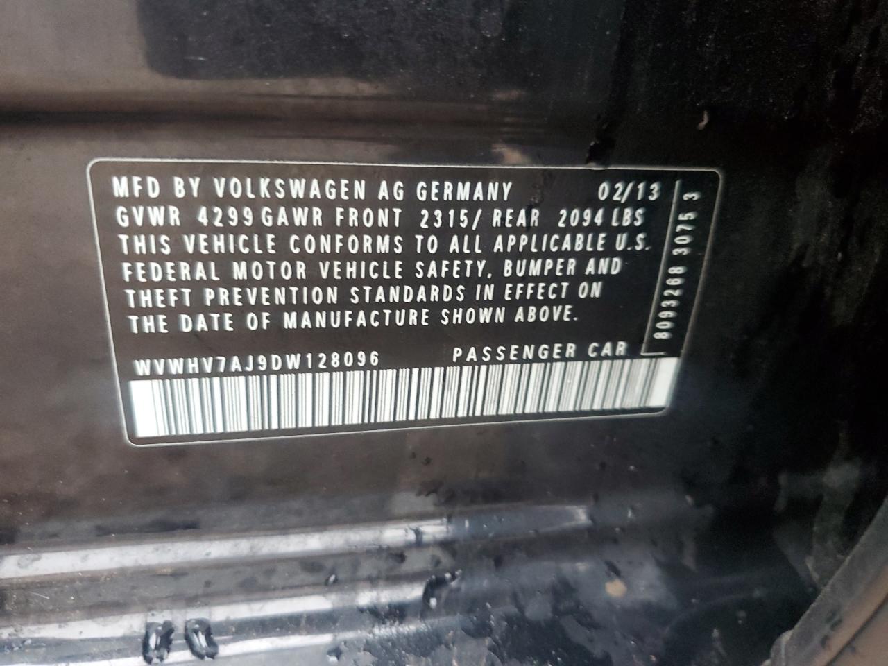 WVWHV7AJ9DW128096 2013 Volkswagen Gti