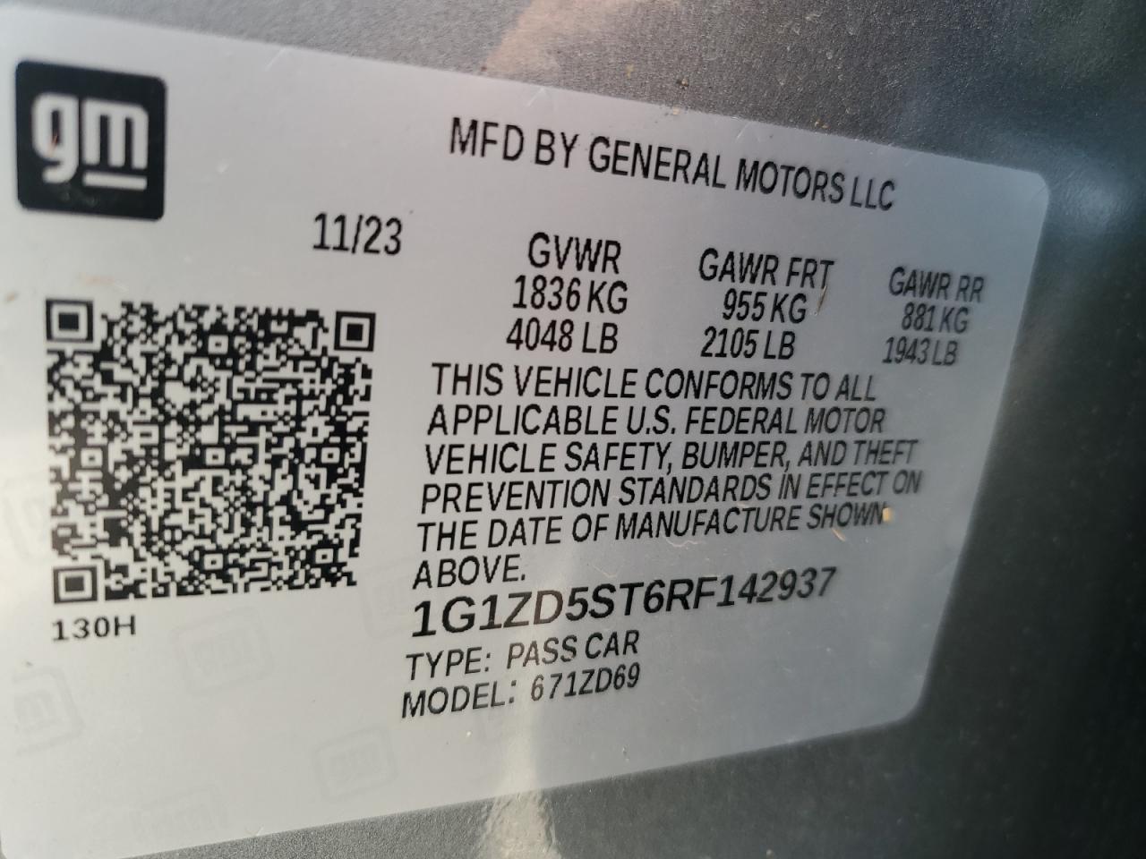 1G1ZD5ST6RF142937 2024 Chevrolet Malibu Lt