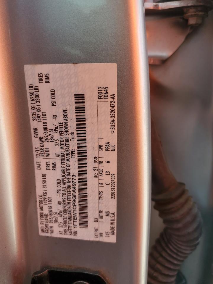 1FTEW1CP9GFA49773 2016 Ford F150 Supercrew