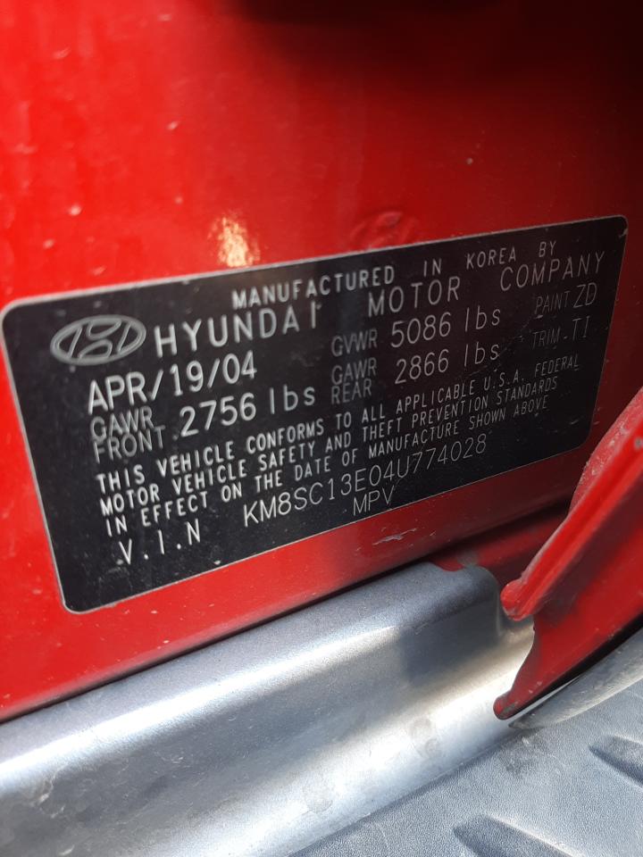 KM8SC13E04U774028 2004 Hyundai Santa Fe Gls