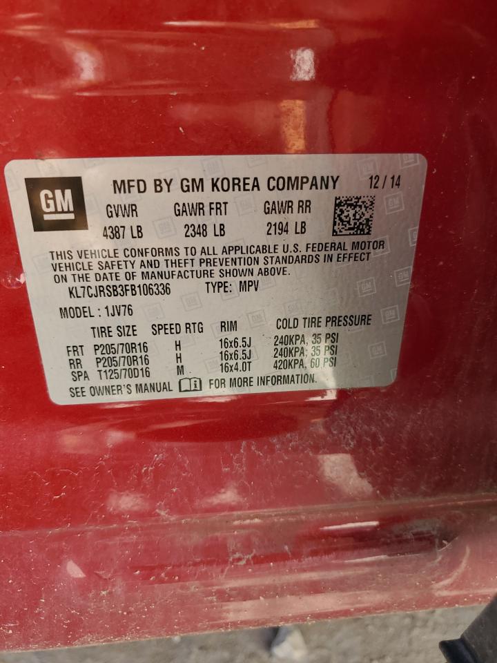 KL7CJRSB3FB106336 2015 Chevrolet Trax 1Lt