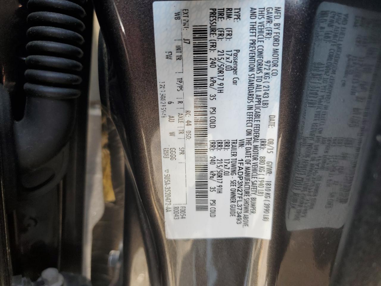 1FADP3N27FL373493 2015 Ford Focus Titanium