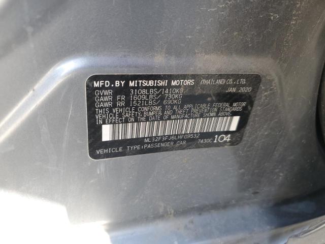 2020 Mitsubishi Mirage G4 Es VIN: ML32F3FJ6LHF09532 Lot: 60723574