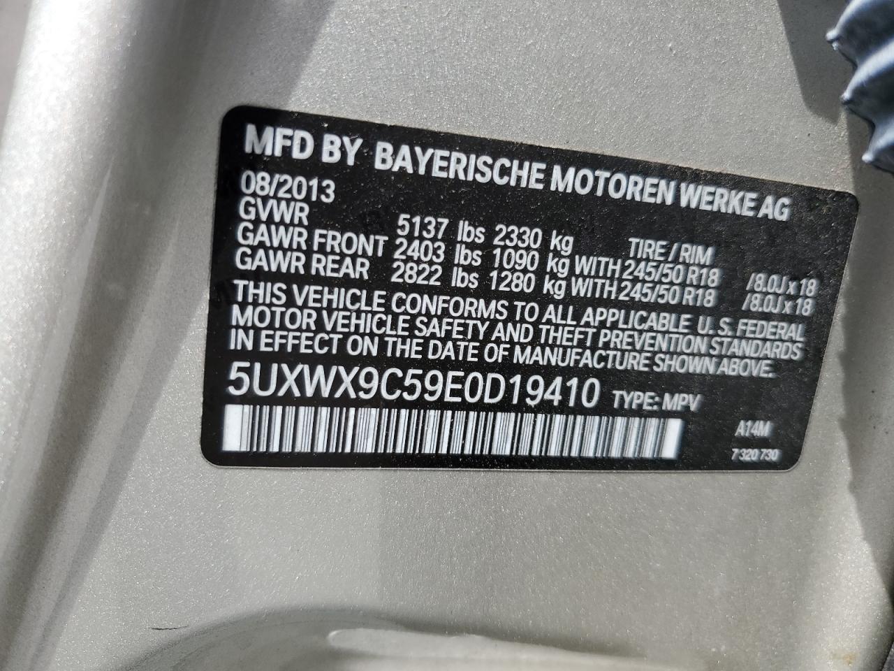 5UXWX9C59E0D19410 2014 BMW X3 xDrive28I