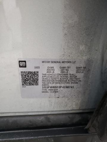 2023 Chevrolet Bolt Ev 1Lt VIN: 1G1FW6S03P4198741 Lot: 61142724