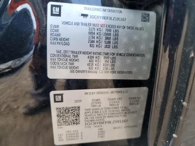 2020 CHEVROLET 1500 SILVE - 1GCRYBEF0LZ191167