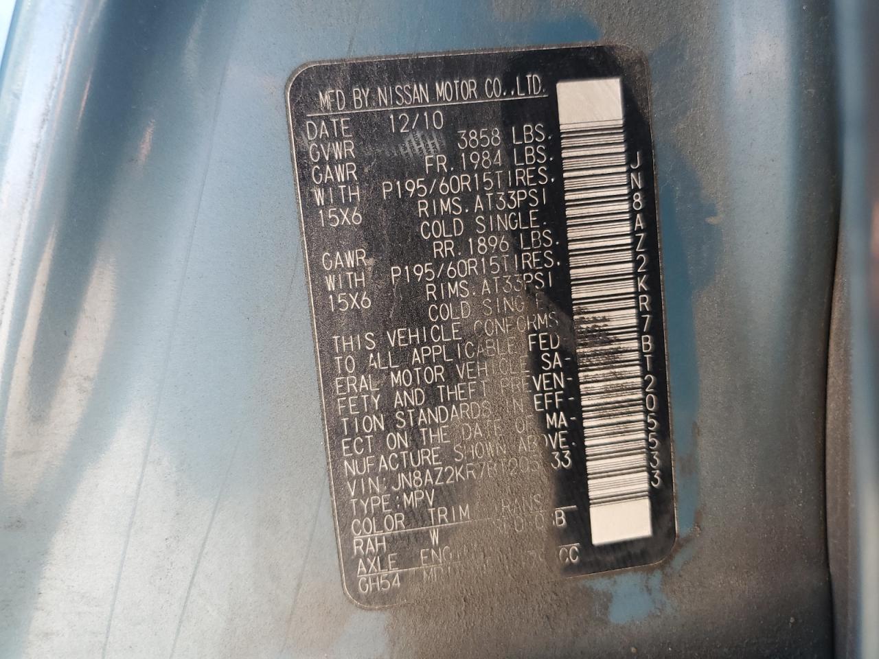 JN8AZ2KR7BT205533 2011 Nissan Cube Base