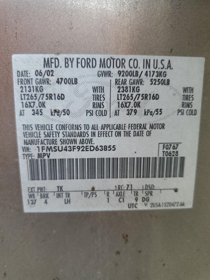 1FMSU43F92ED63855 2002 Ford Excursion Limited