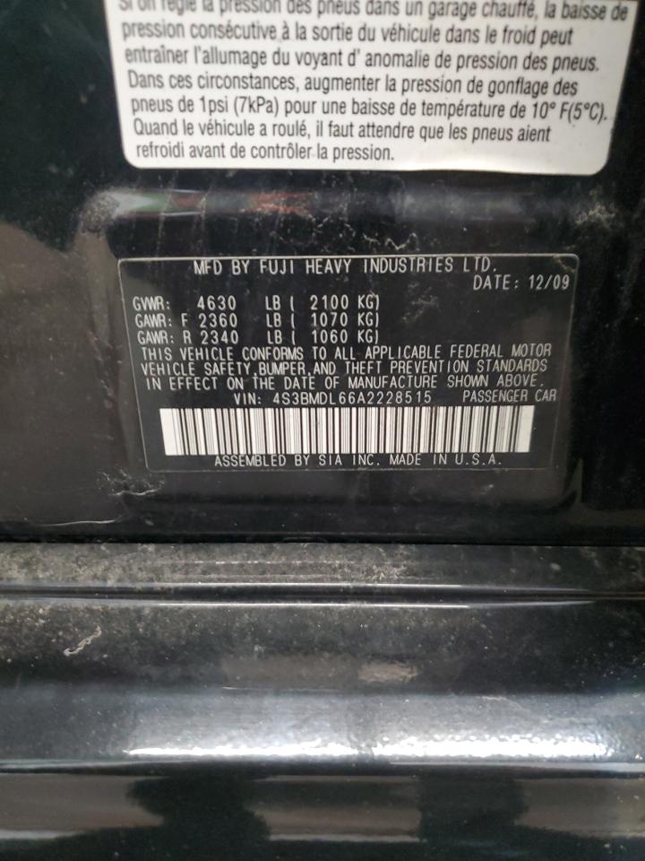 4S3BMDL66A2228515 2010 Subaru Legacy 3.6R Limited