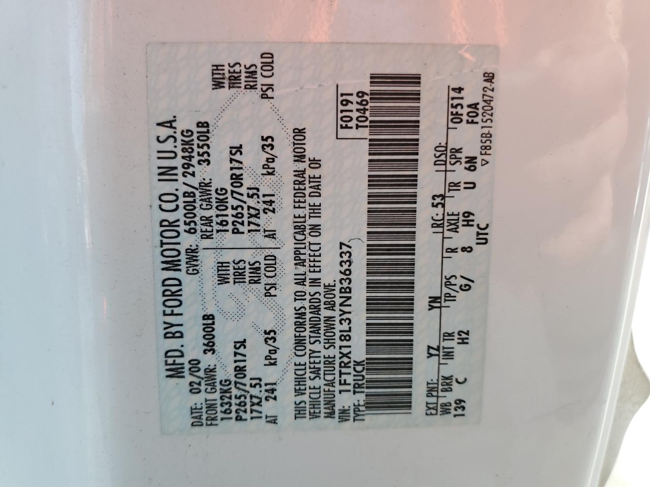 1FTRX18L3YNB36337 2000 Ford F150