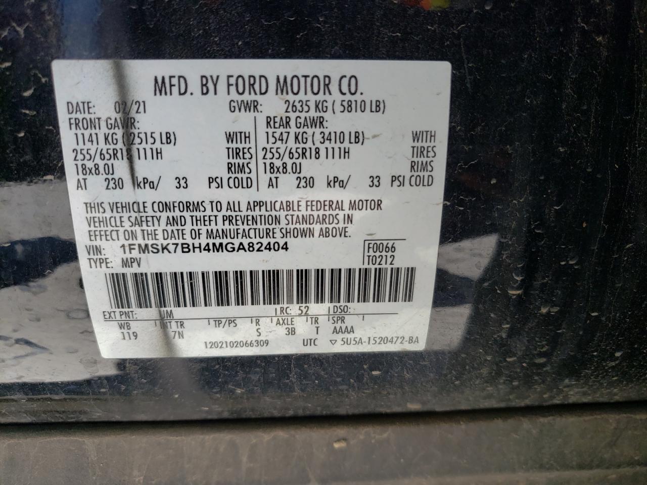 1FMSK7BH4MGA82404 2021 Ford Explorer