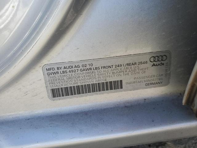 2010 Audi A4 Premium Plus VIN: WAUFFAFL9AN047786 Lot: 58360774