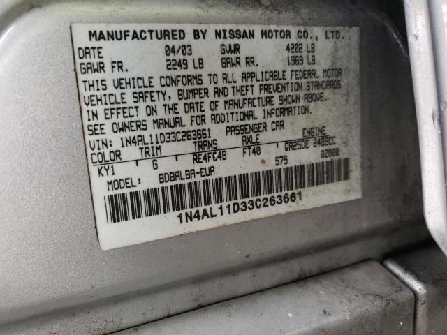 2003 Nissan Altima Base VIN: 1N4AL11D33C263661 Lot: 59307624