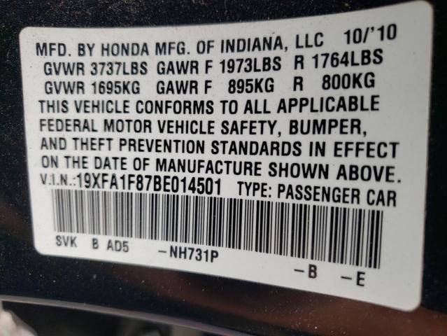 19XFA1F87BE014501 2011 Honda Civic Ex