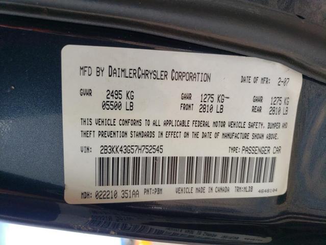 2007 Dodge Charger Se VIN: 2B3KK43G57H752545 Lot: 57901144