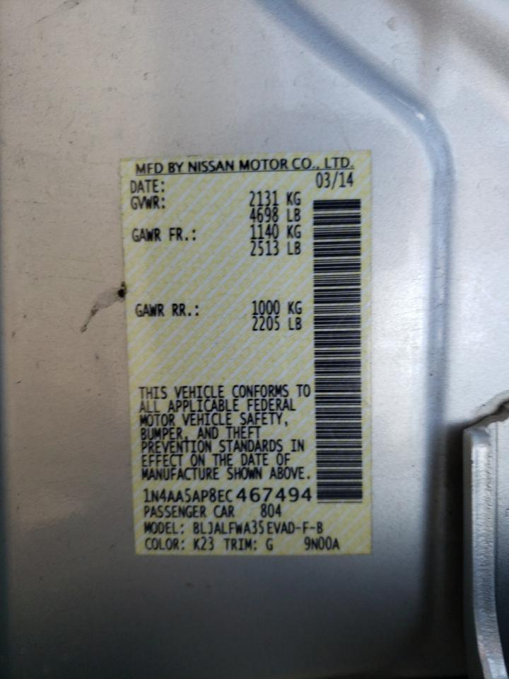 1N4AA5AP8EC467494 2014 Nissan Maxima S