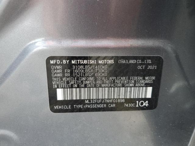 2022 Mitsubishi Mirage G4 Es VIN: ML32FUFJ7NHF01898 Lot: 58327464