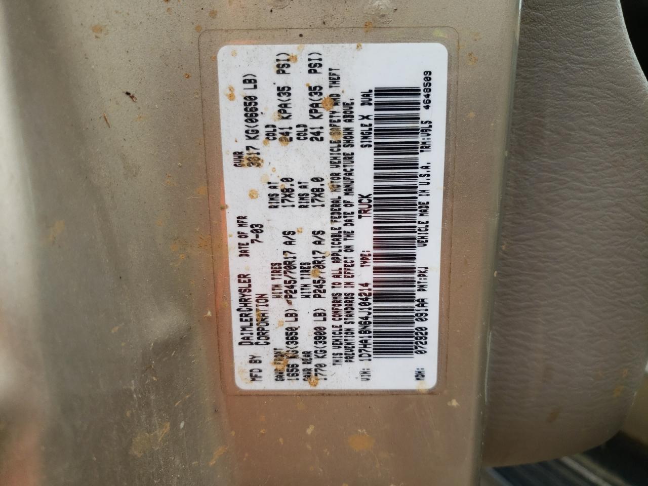 1D7HA18N64J104214 2004 Dodge Ram 1500 St