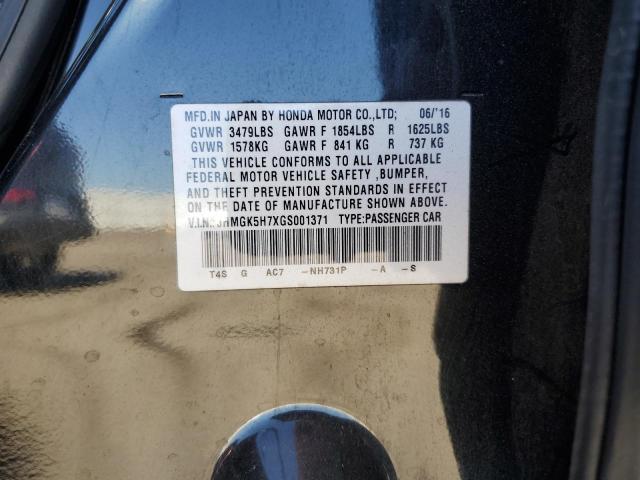 2016 Honda Fit Ex VIN: JHMGK5H7XGS001371 Lot: 57765004