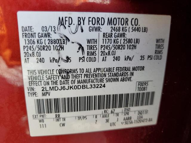 VIN 2LMDJ6JK0DBL33224 2013 Lincoln MKX no.13