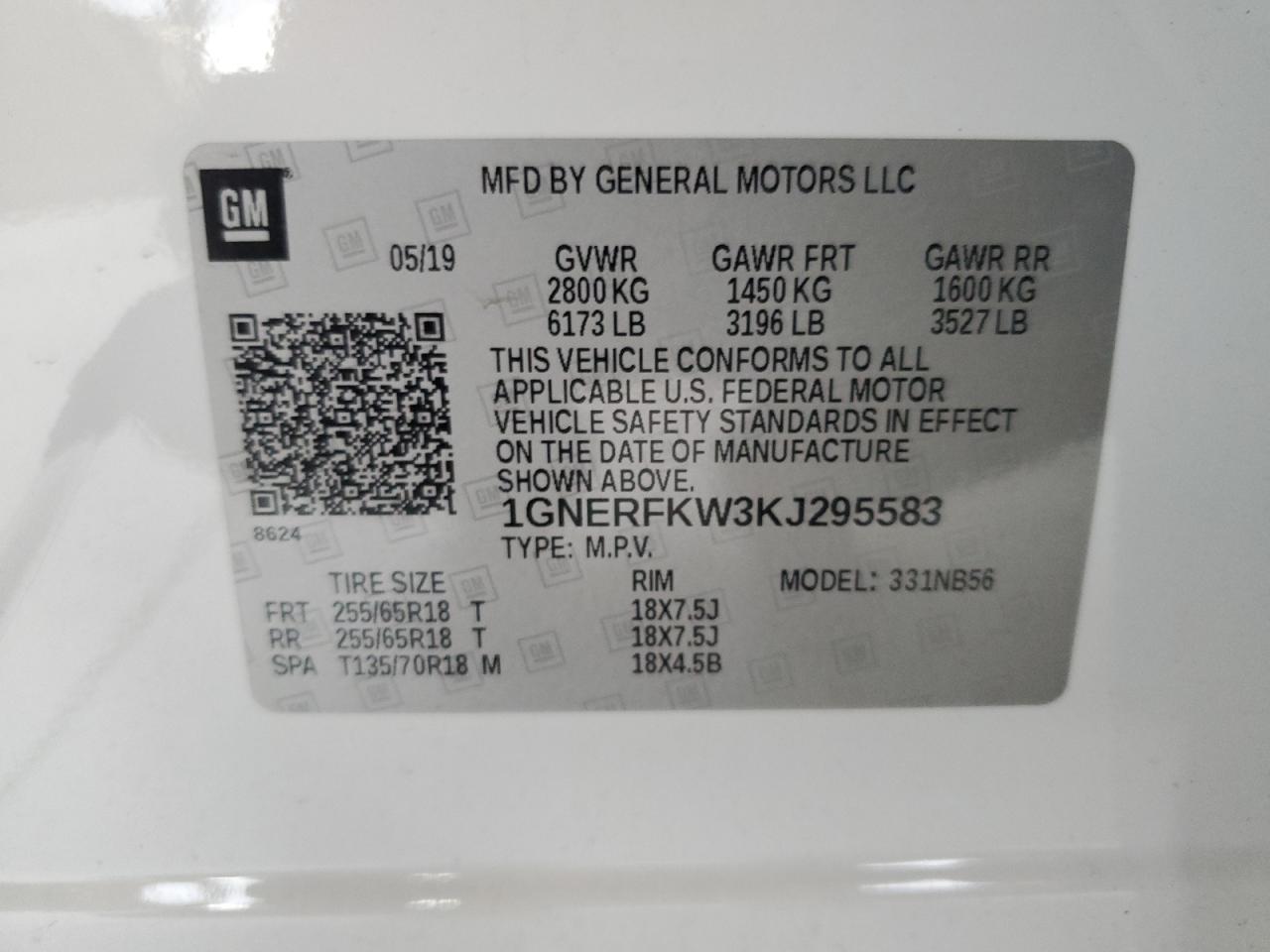 1GNERFKW3KJ295583 2019 Chevrolet Traverse Ls