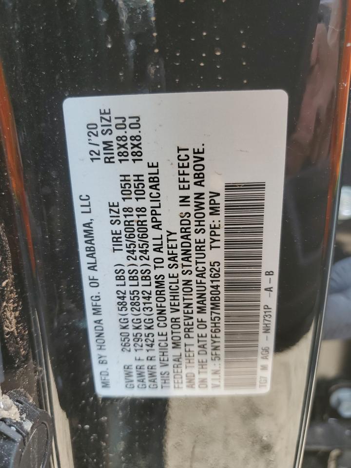 5FNYF6H57MB041625 2021 Honda Pilot Exl