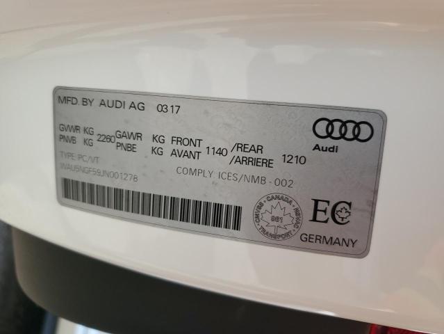 2018 Audi A5 Technik S-Line VIN: WAU5NGF59JN001278 Lot: 59370434