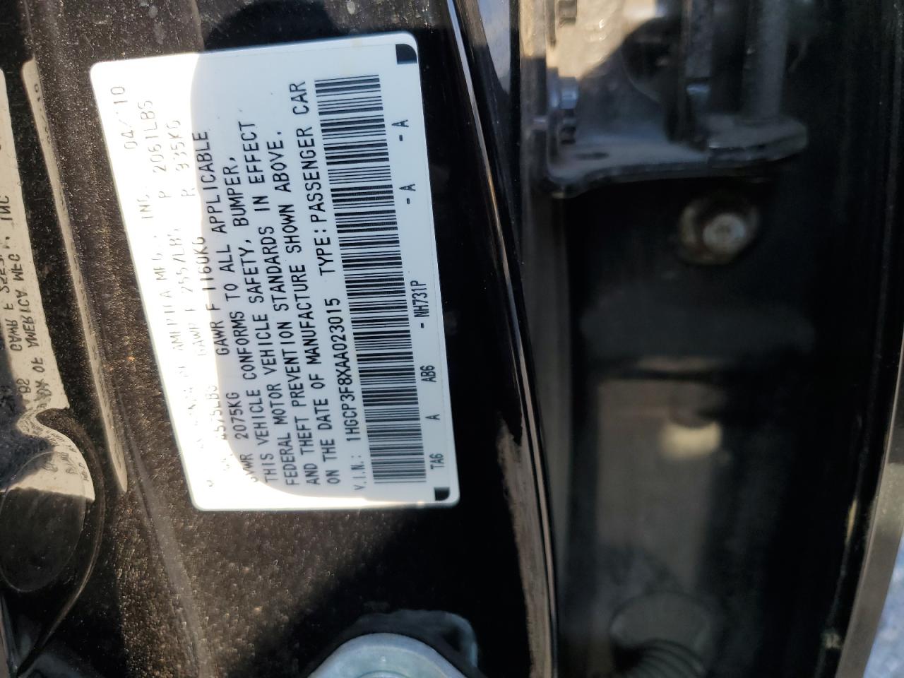 1HGCP3F8XAA023015 2010 Honda Accord Exl