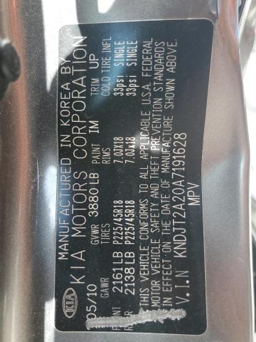 2010 Kia Soul + VIN: KNDJT2A20A7191628 Lot: 59081974