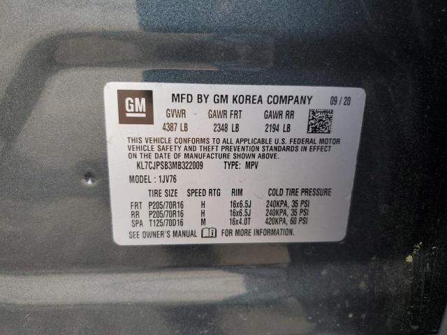 2021 Chevrolet Trax 1Lt VIN: KL7CJPSB3MB322009 Lot: 57739864