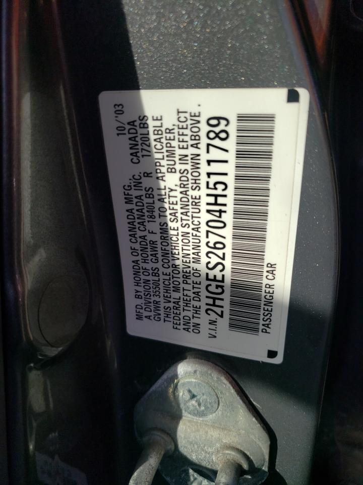2HGES26704H511789 2004 Honda Civic Ex