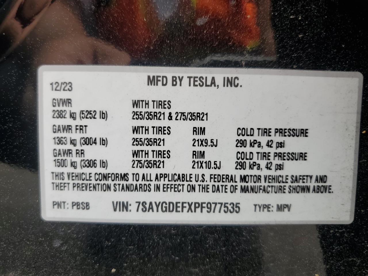 7SAYGDEFXPF977535 2023 Tesla Model Y