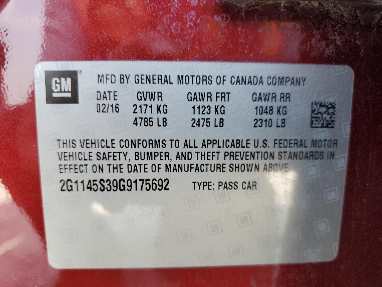 2G1145S39G9175692 2016 Chevrolet Impala Ltz